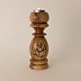 Turned Wooden Single Candle Holder with Arabic Calligraphy