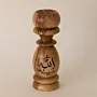 Turned Wooden Single Candle Holder with Arabic Calligraphy
