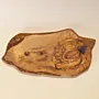Rustic Live-Edge Olive Wood Serving Tray with Organic Shape