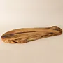 Long Leaf-Shaped Olive Wood Serving Board with Natural Grain