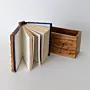 Book-Shaped Wooden Keepsake Box with Hinged Lid and Carved Cover