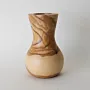 Compact Curved Wooden Flower Vase with Flared Neck