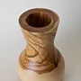 Compact Curved Wooden Flower Vase with Flared Neck