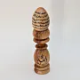 Arabic Calligraphy Wooden Egg Sculpture on Tall Turned Stand