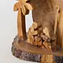 Handcrafted Wooden Nativity Scene with Stable and Palm Tree