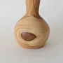 Round-Bodied Wooden Flower Vase with Natural Grain Accent
