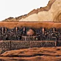 Jerusalem Skyline Wooden Sculpture with Carved Cityscape Detail