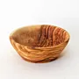 Deep Round Wooden Bowl with Striped Natural Grain Pattern