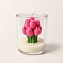 Handmade Pink Tulip Candle in Glass Jar with Rose Scent - 130g