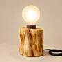 Handmade Solid Trunk Globe Table Lamp – Wood Full Moon Design