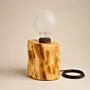 Handmade Solid Trunk Globe Table Lamp – Wood Full Moon Design