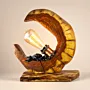 Handmade Carved Arch Wood Table Lamp – Wood Song Design with Warm Light