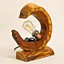 Handmade Carved Arch Wood Table Lamp – Wood Song Design with Warm Light