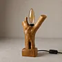 Handmade Branching Wood Flame Table Lamp – Jamra Design with Warm Light