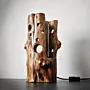 Handmade Hollow Wood Table Lamp – Light Rhythm Design with Warm Light
