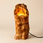 Handmade Hollow Wood Ambient Lamp – Forest Ember Design with Warm Light