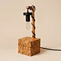 Handmade Geometric Beech Wood Table Lamp – Contour Glow Design