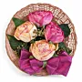 Handmade Straw Basket Wall Decor with Pink Roses