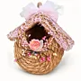 Handmade Straw Birdhouse Decor with Flowers and Stars