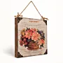 Vintage Flower Basket Decoupage Wood Wall Art