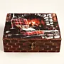 Rustic Winter Fireplace Decoupage Wooden Keepsake Box
