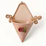 Vintage Pink Metal Hanging Wall Pocket with Clay Rose