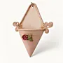Vintage Pink Metal Hanging Wall Pocket with Clay Rose