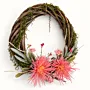 Natural Twig Wreath with Two Pink Flowers