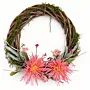 Natural Twig Wreath with Two Pink Flowers
