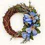 Handmade Blue Floral Natural Twig Wreath