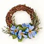 Handmade Blue Floral Natural Twig Wreath