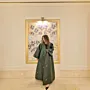 Dark Green Taffeta Abaya with Embroidered Stars