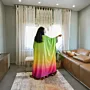 Multicolor Silk Satin Abaya with Flowing Finish
