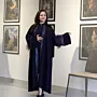 Georgette Abaya with Beadwork and Feather Details
