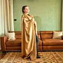 Gold Taffeta Flowing Abaya with Hand Embroidery