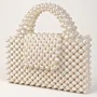 Handmade Cream Pearl Beaded Frame Handbag
