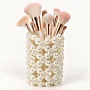 Handmade Ivory Pearl Beaded Makeup Brush Holder Organizer
