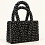 Handmade Black Crystal Beaded Handbag with Double Handles