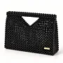 Handmade Black Pearl Beaded Bag with Triangle Cutout Handle