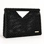 Handmade Black Pearl Beaded Bag with Triangle Cutout Handle