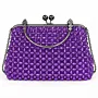 Handmade Purple Crystal Beaded Handbag with Metal Frame