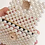Handmade Compact Ivory Pearl Beaded Clutch Wallet