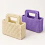 Handmade Pearl Beaded Square-Handle Bag in Two Colors