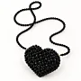 Handmade Black Pearl Beaded Heart-Shaped Crossbody Bag