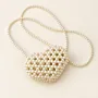 Handmade Off-White Pearl Beaded Mini Heart Crossbody Bag
