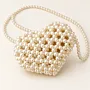 Handmade Off-White Pearl Beaded Mini Heart Crossbody Bag thumbnail