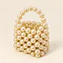 Mini Pearl Beaded Basket Favor in Black or Ivory 4x3 cm