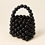 Mini Pearl Beaded Basket Favor in Black or Ivory 4x3 cm