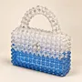 Handmade Blue and Clear Crystal Beaded Handbag