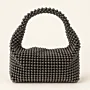 Handmade Gunmetal Crystal Beaded Hobo Bag